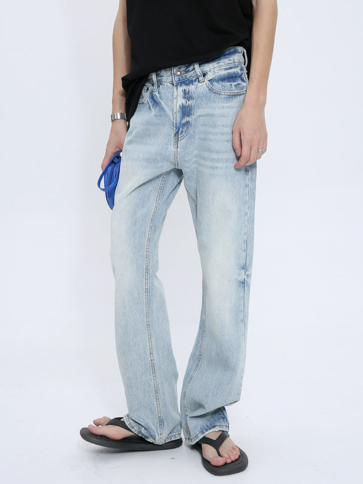 Jeans évasés taille mi-haute, en denim délavé 