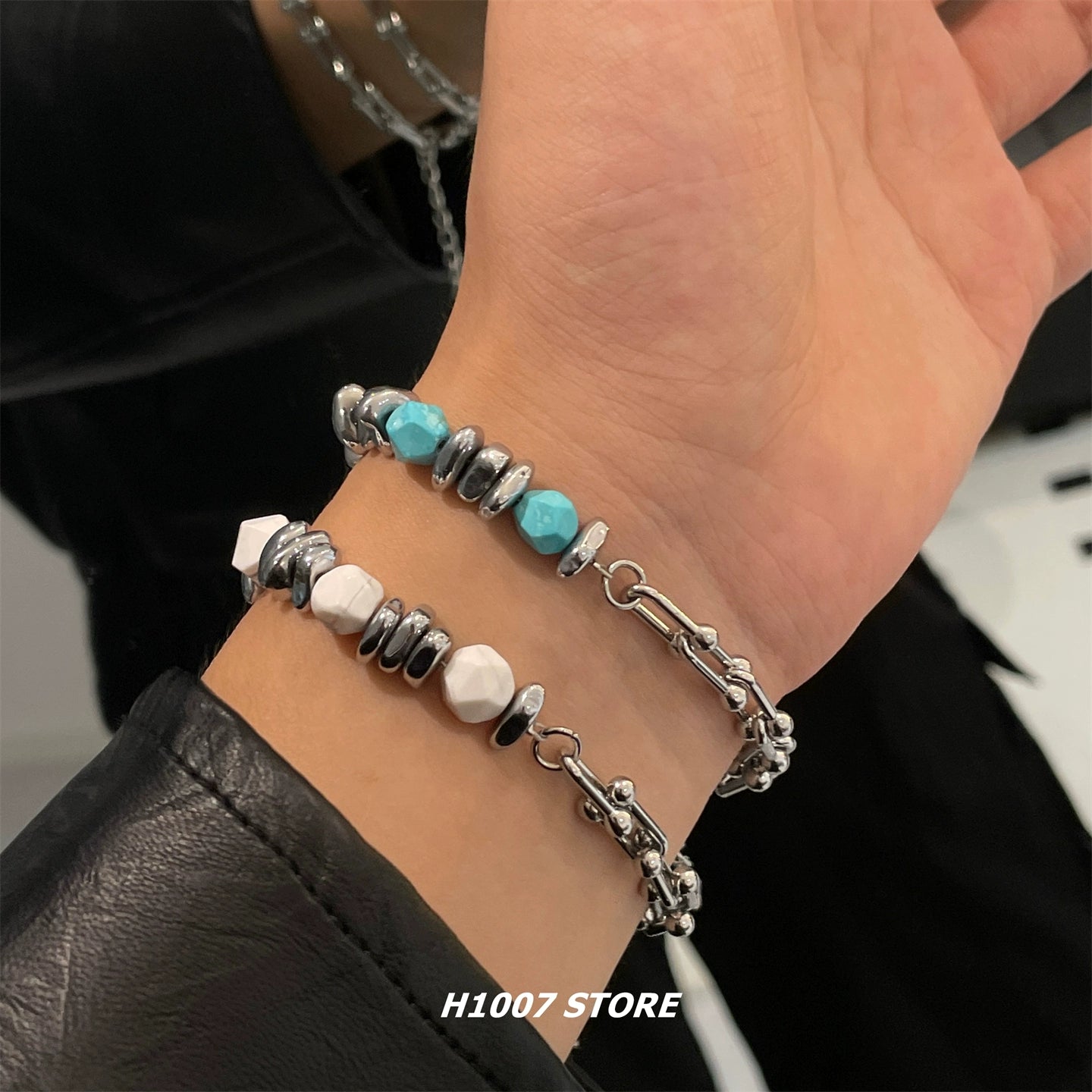 Titanium Steel Beaded Bracelet