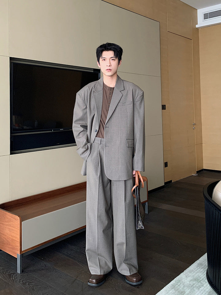 Check Blazer and Pants Set