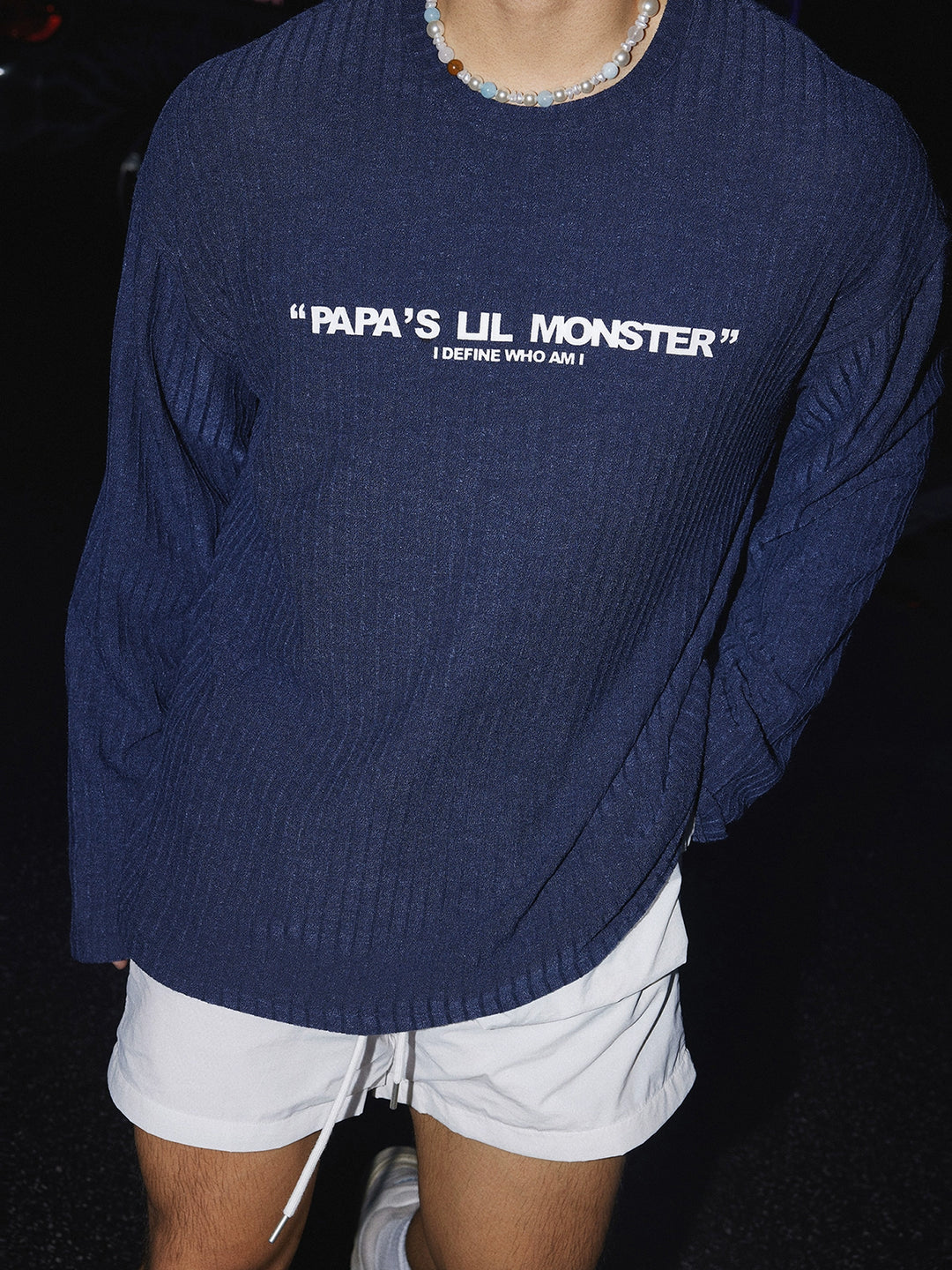 Striped Texture Letter Print Long Sleeve Pullover