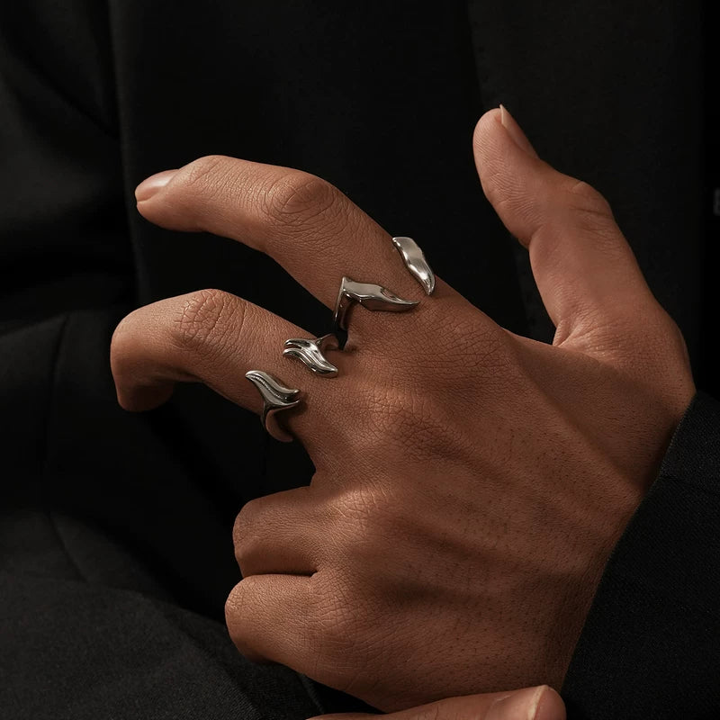 Metallic Flame Layered Ring