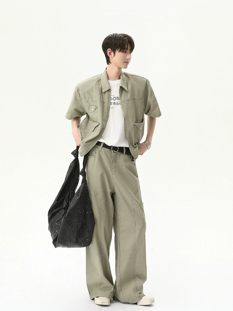 Short Sleeve Jacket Pants Set