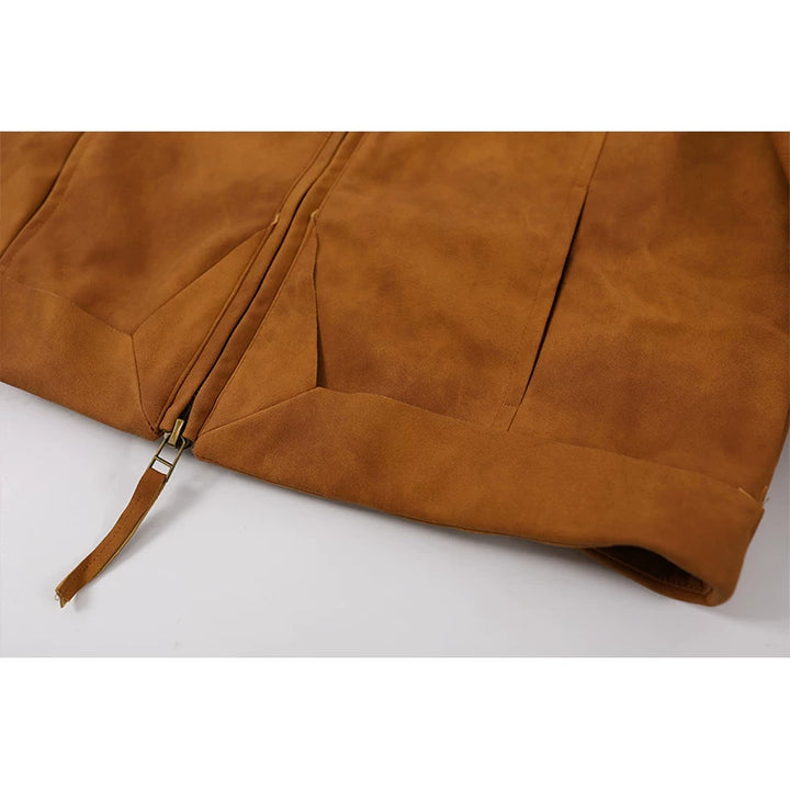 Stand Collar Suede Jacket and Skirt (sold separately)