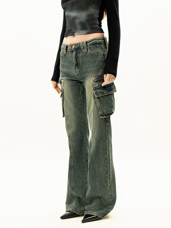 Low Waist Wide-Leg Cargo Jeans