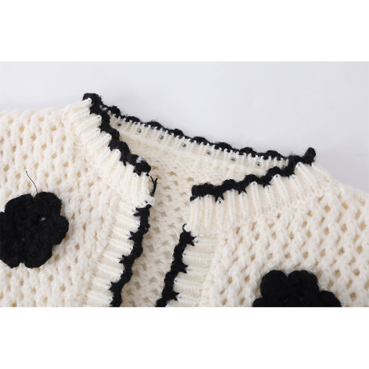 Wool Crochet Lace-up Knit Cardigan