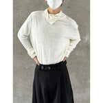 High Collar Textured Knit Pullover