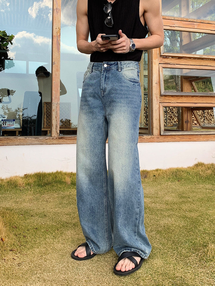 Pantalones de mezclilla anchos y rectos 