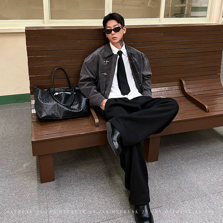 Suede Work Jacket with Airplane Buckle