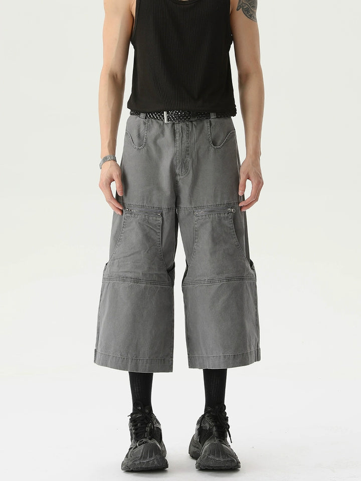 Multi-Pocket Detachable Wide-Leg Casual Pants