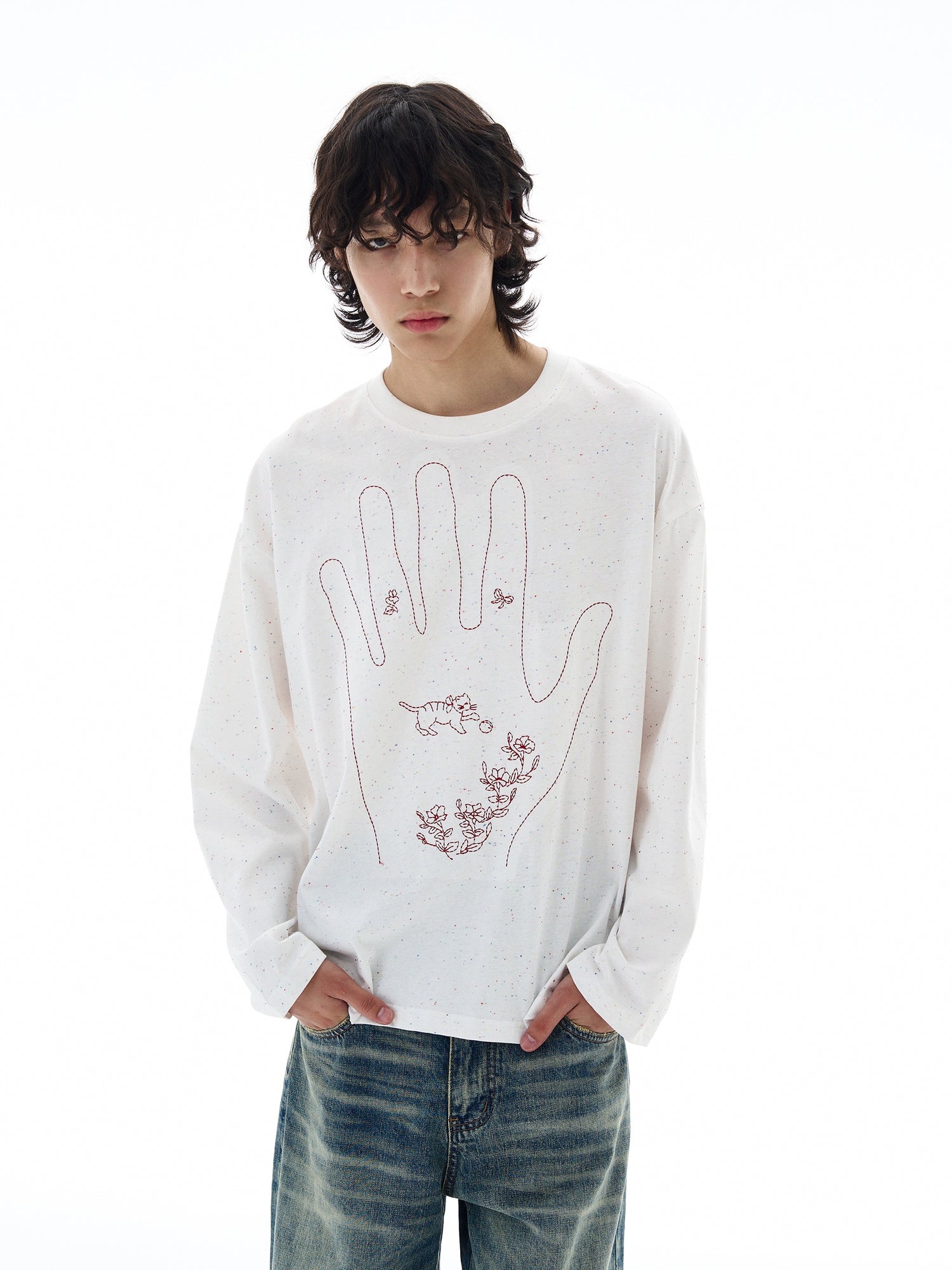 Embroidered Hand Graphic Pullover