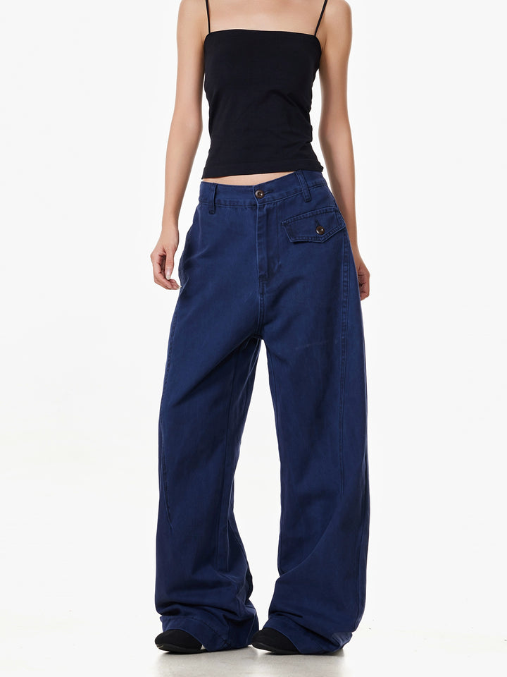 Pantalones anchos de pierna recta y casuales 