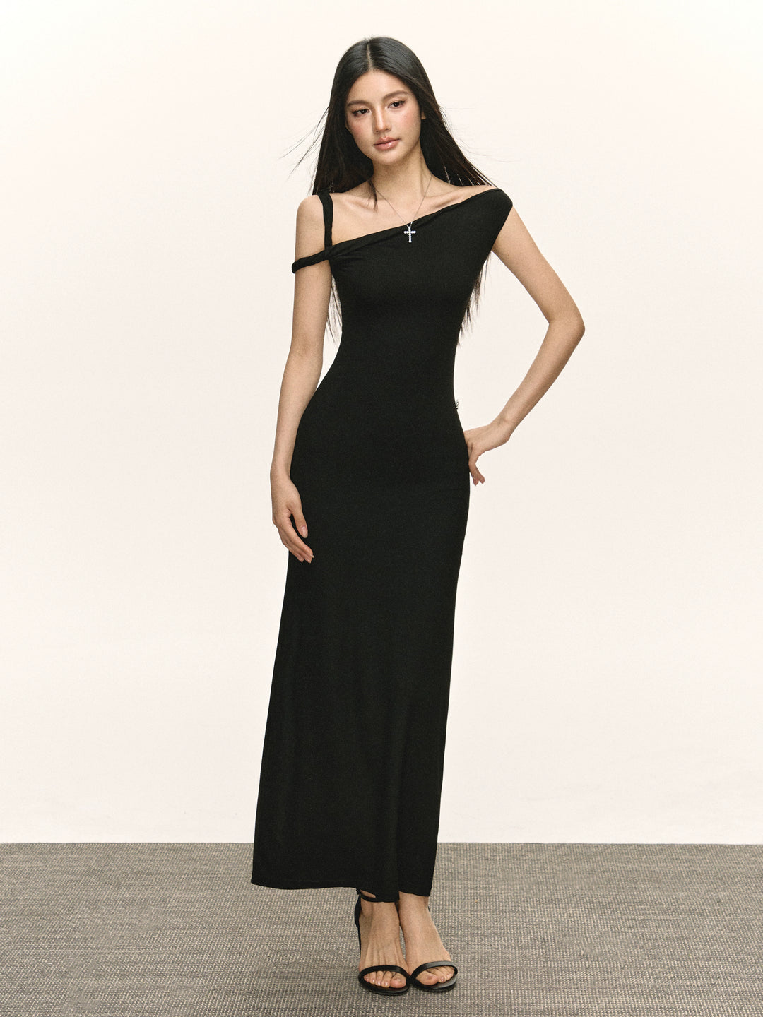 Retro Off-Shoulder Slim Long Dress