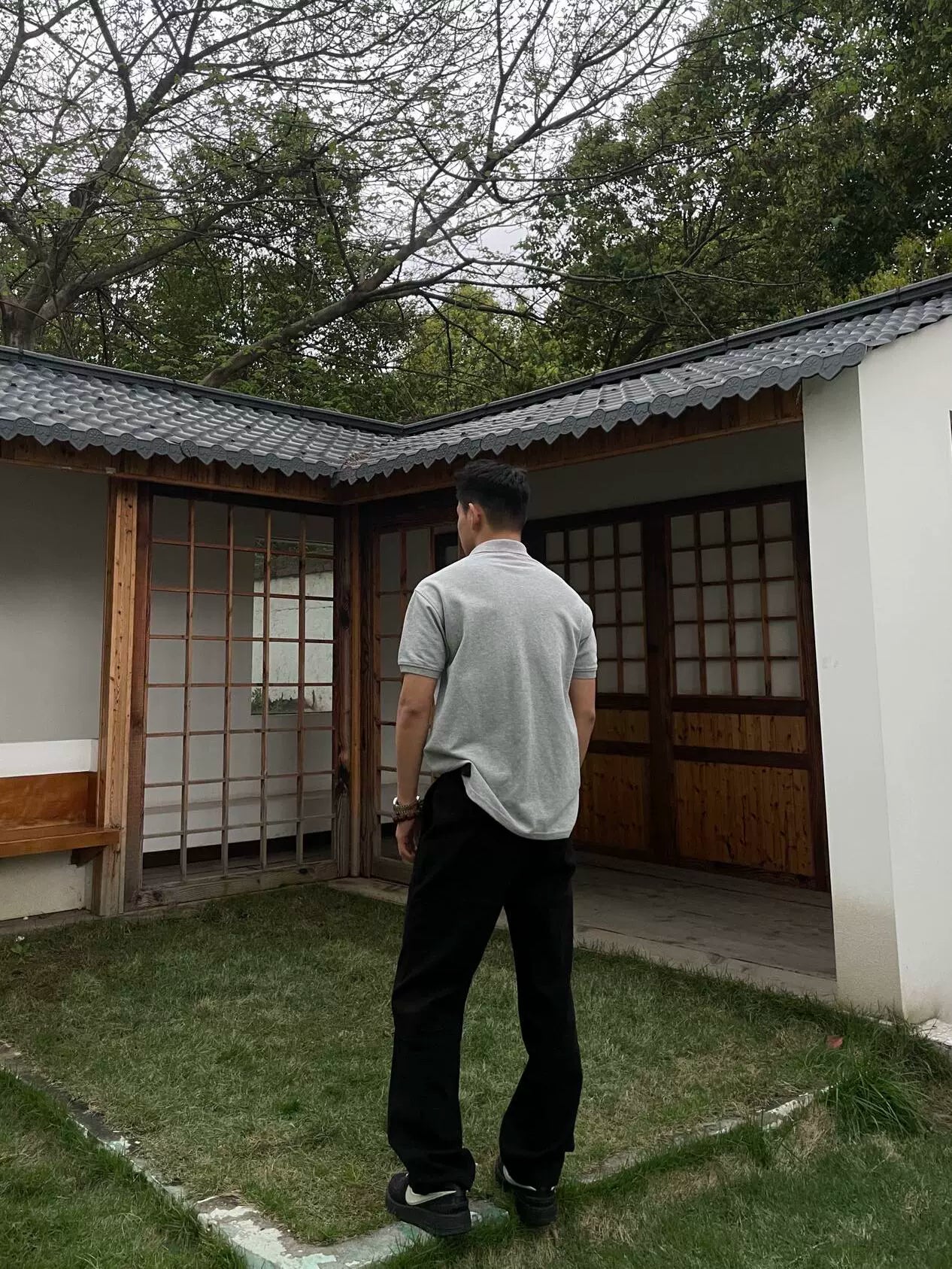 سروال كاجوال مغسول بساق مستقيمة 