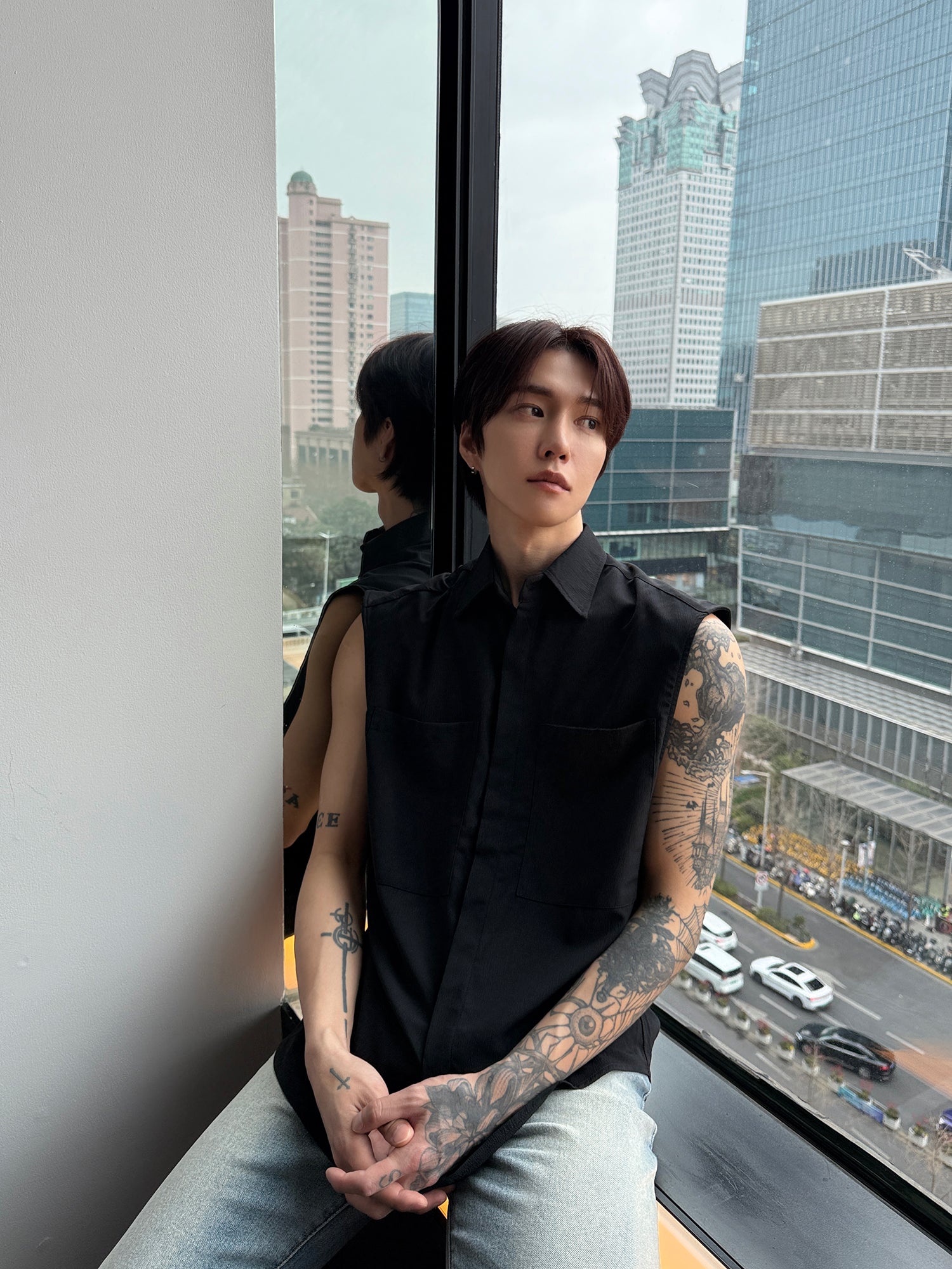 Sleeveless Casual Button-Up Waistcoat Shirt