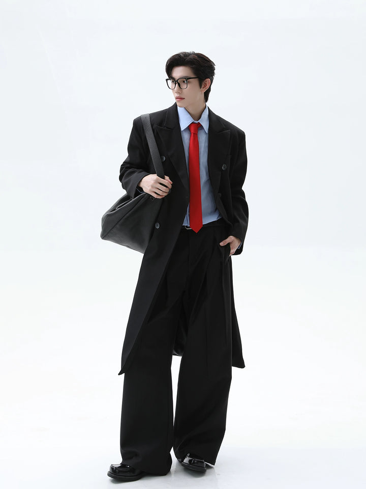Twill Texture Long Windbreaker Coat