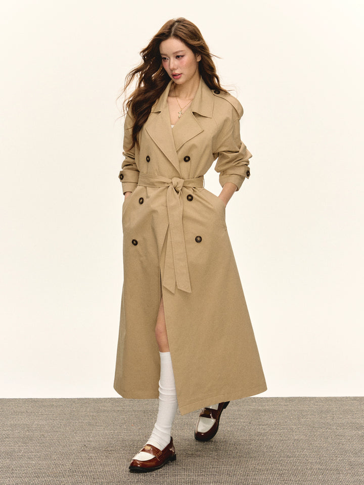 Double-Breasted Lapel Trench Coat