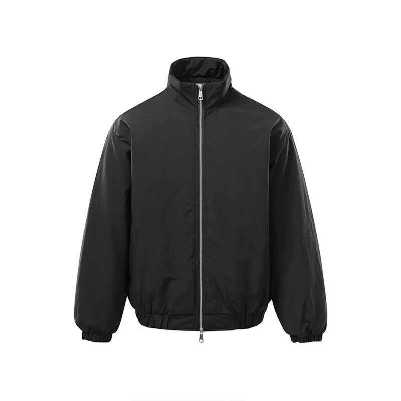 Retro ståkrage glidelås bomull jakke 