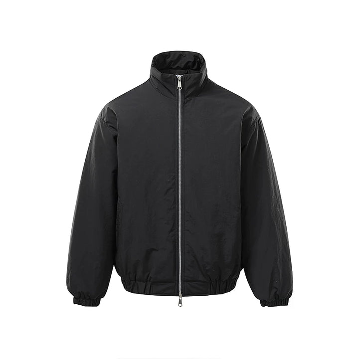 Retro ståkrage glidelås bomull jakke 