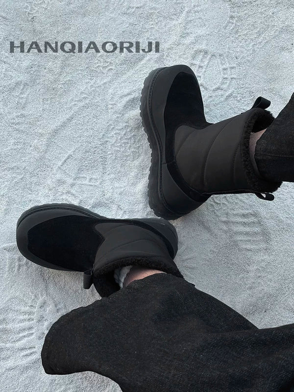 Теплые зимние ботинки с толстой подошвой и флисовой подкладкой 