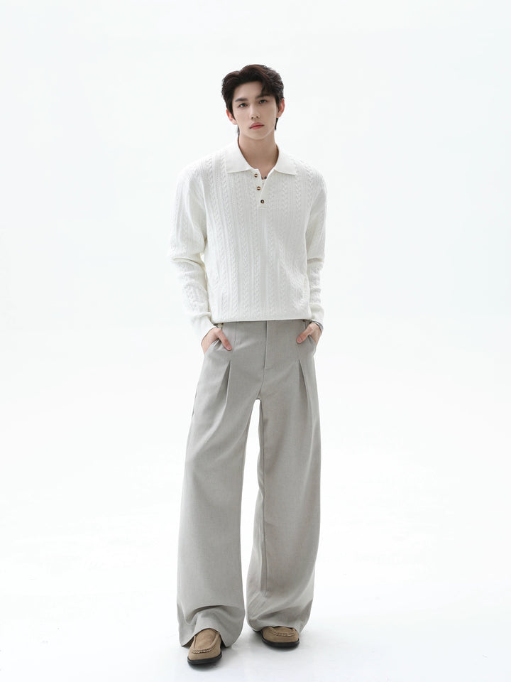 Cable Knit Lapel Sweater