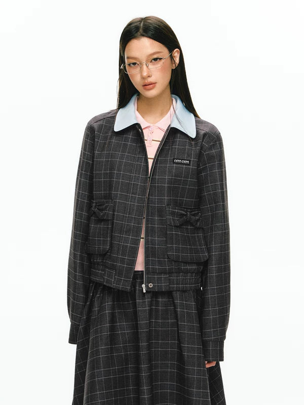 Set di moda giacca a quadri e gonna 