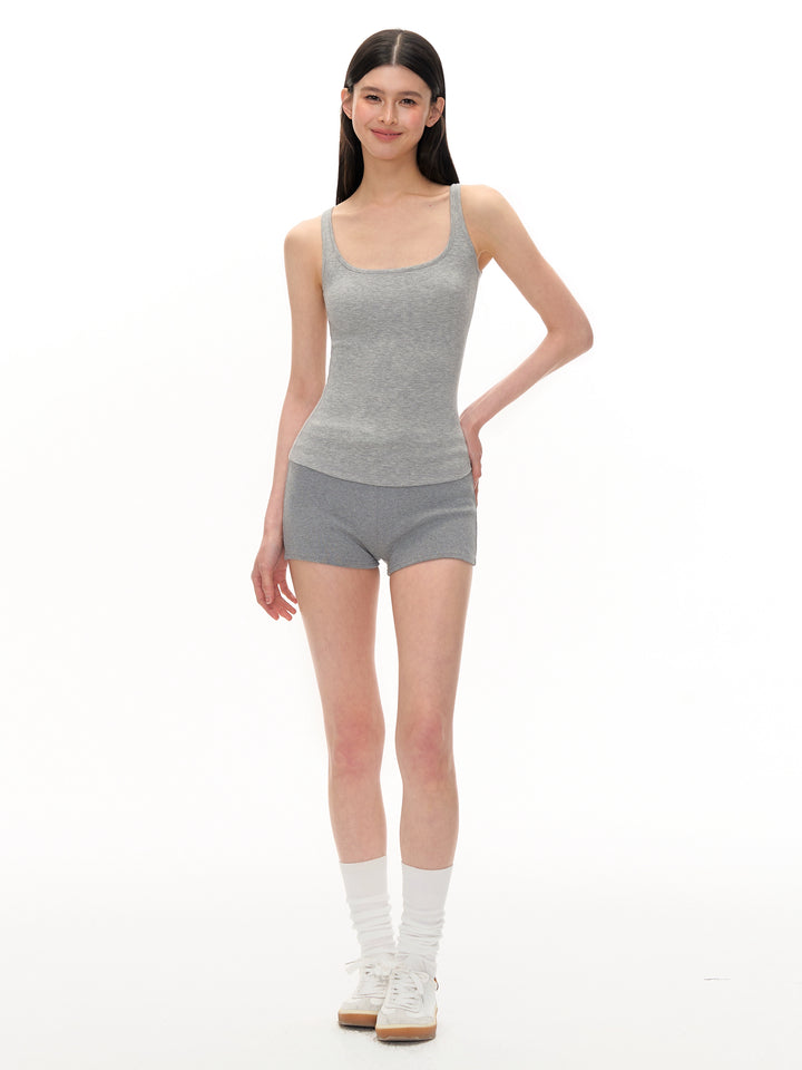 Ribbed Scoop Neck Tank Top