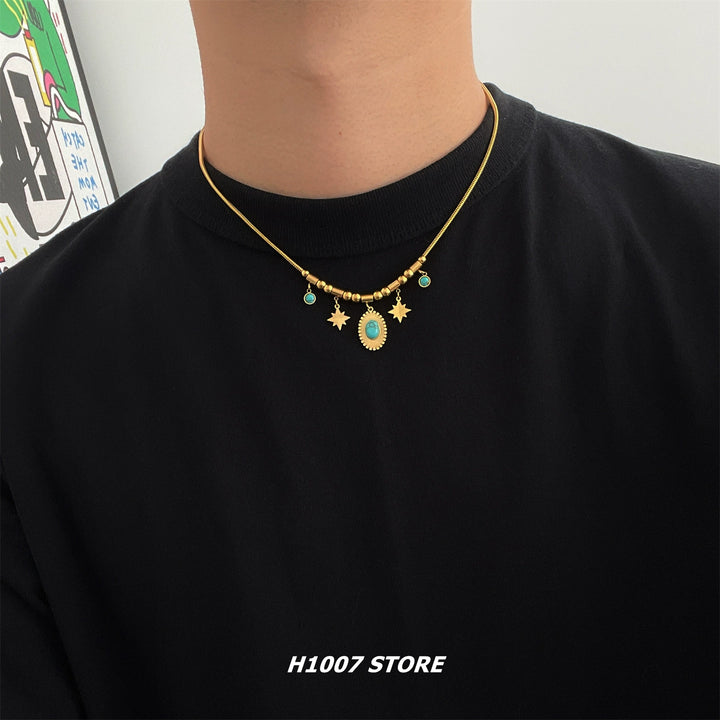 Star Pendant Turquoise Bead Necklace