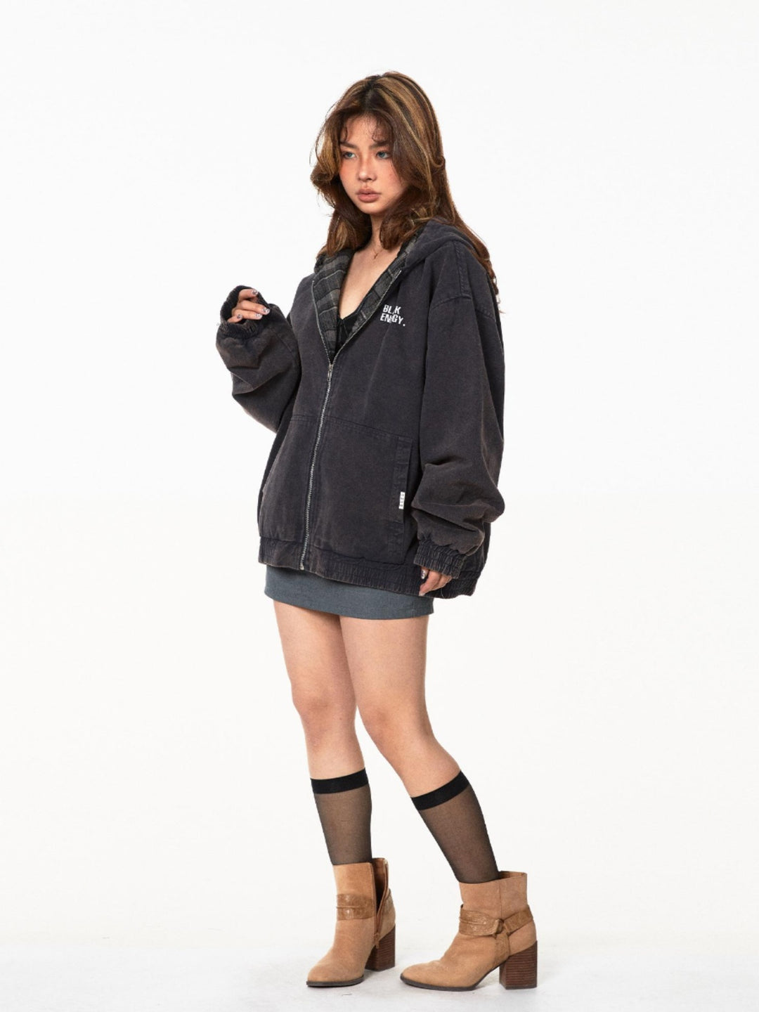 Loose Fit Retro Hooded Jacket