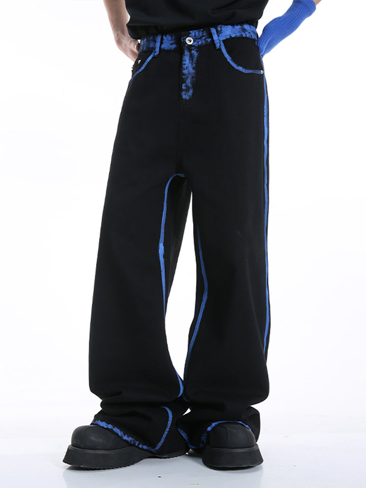 Graffiti Embroidered Loose Straight-Leg Pants