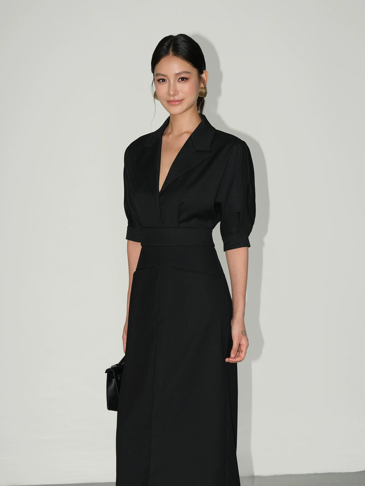 Mid-Length Suit Dress with Back Slit