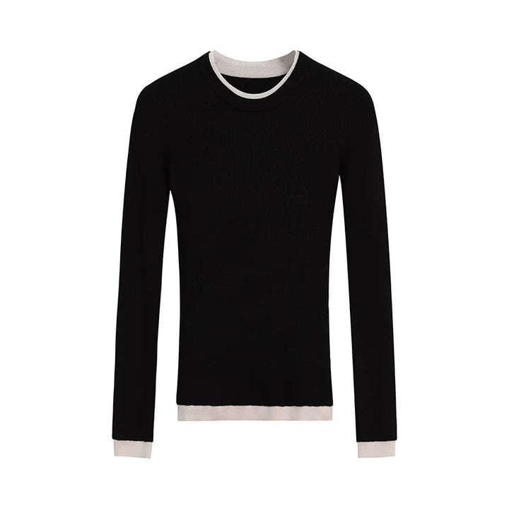 Faux Two-Piece Wool Knit Sweater