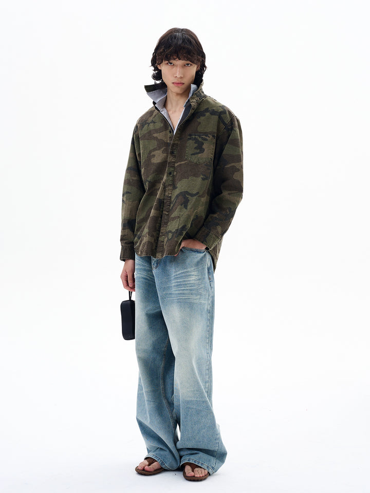 Camisa Jaqueta Botão em Camuflagem 