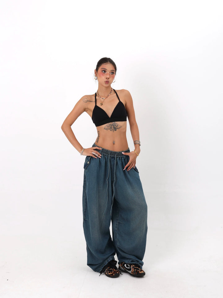 Denim Straight Leg Pants