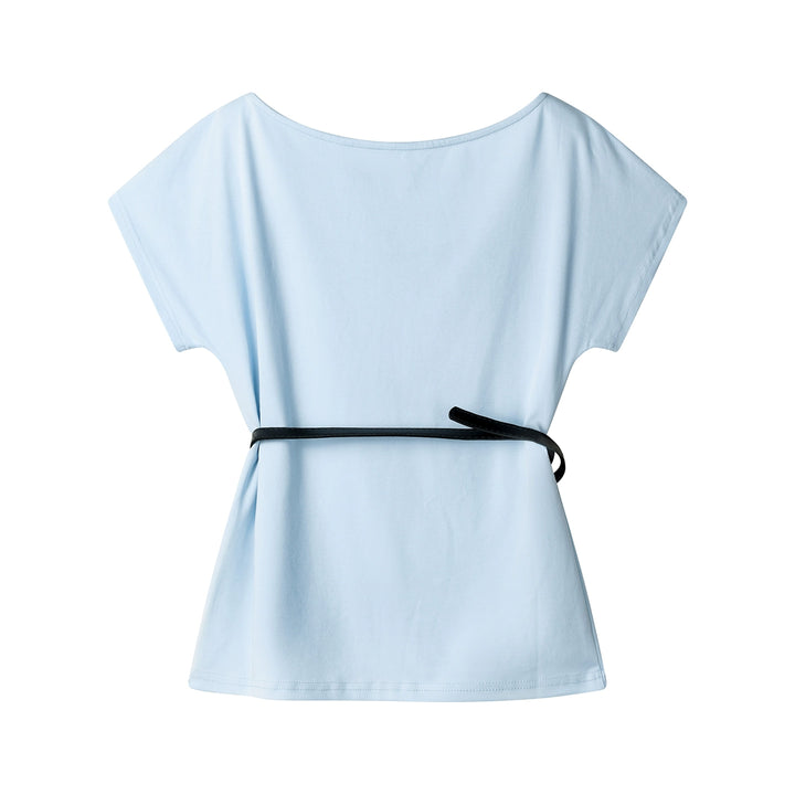 Oblique Shoulder Button Detail Slim Top