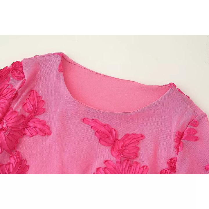 Blomstrete trumpetermed kort erme slim fit sommerkjole 
