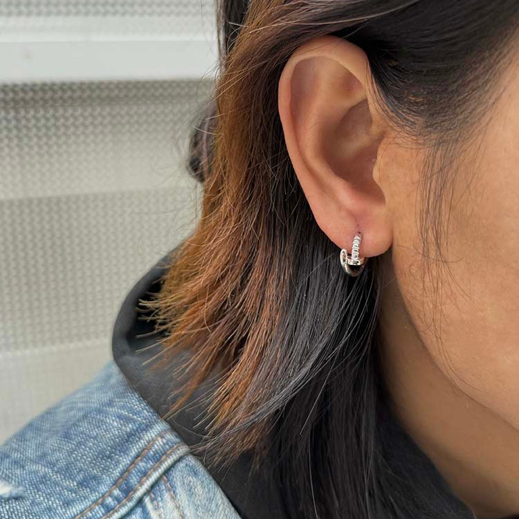 Sterling Silver S925 Nail Hoop Earrings