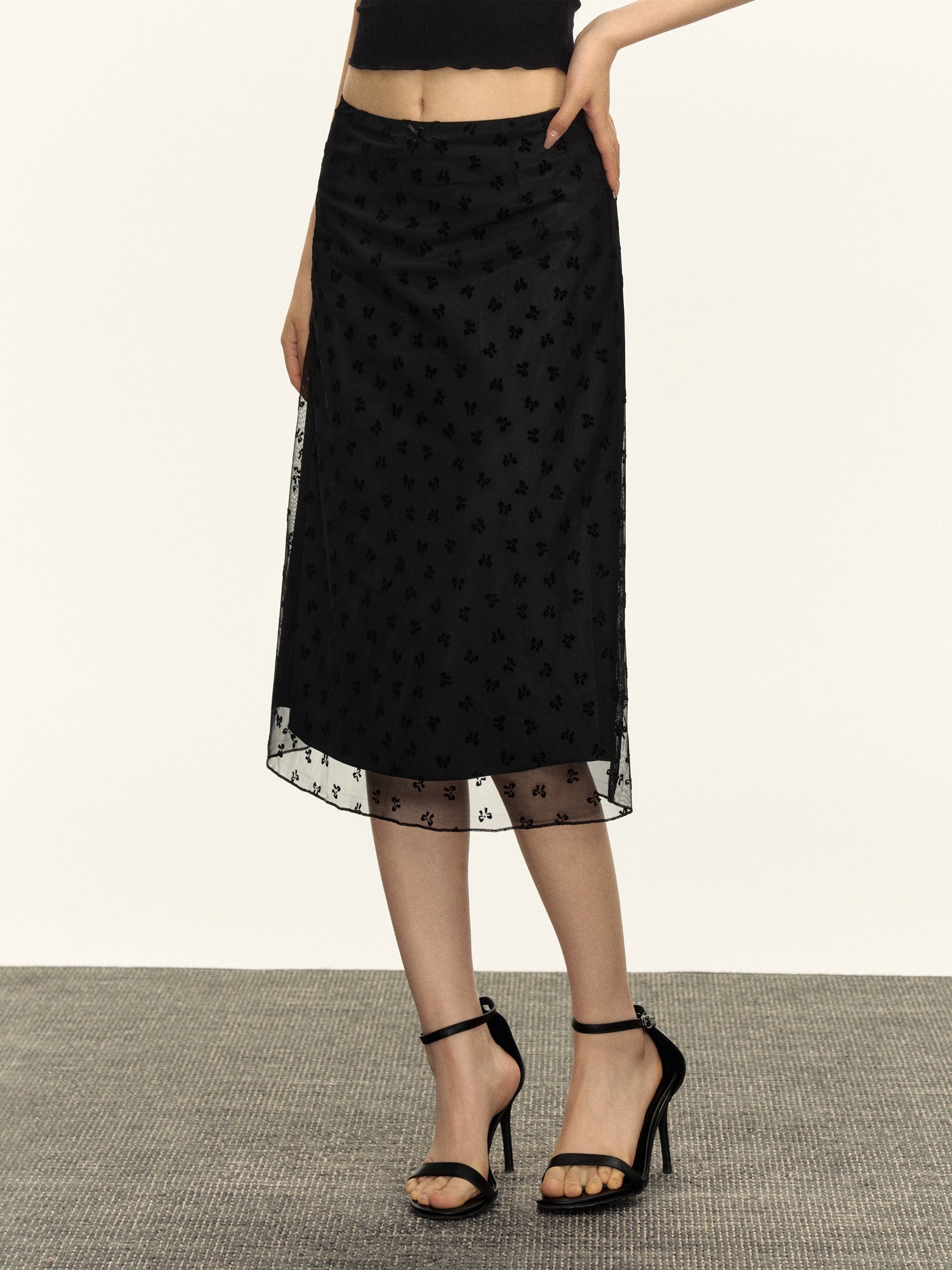 Mesh Overlay Midi-Rock mit Muster 