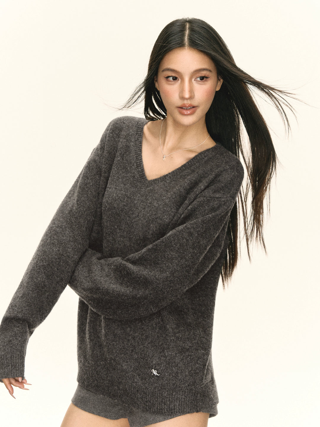 Pull en maille à col en V 