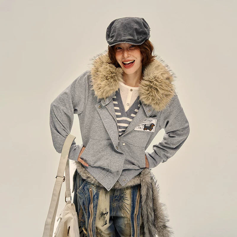 Fleece-fôret hettejakke med kamuflasjemønster 