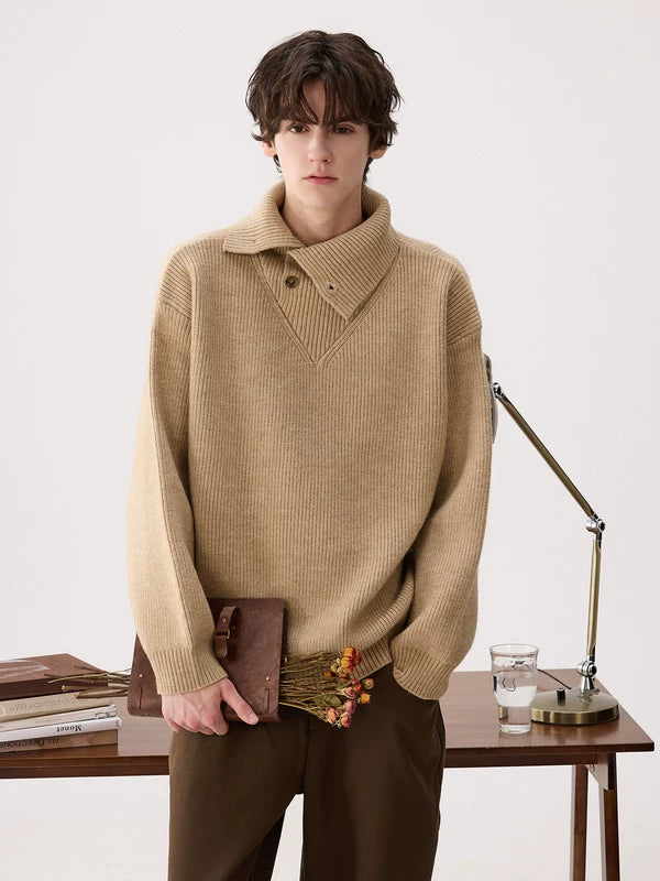 Ribbed Turtleneck Knit Sweater