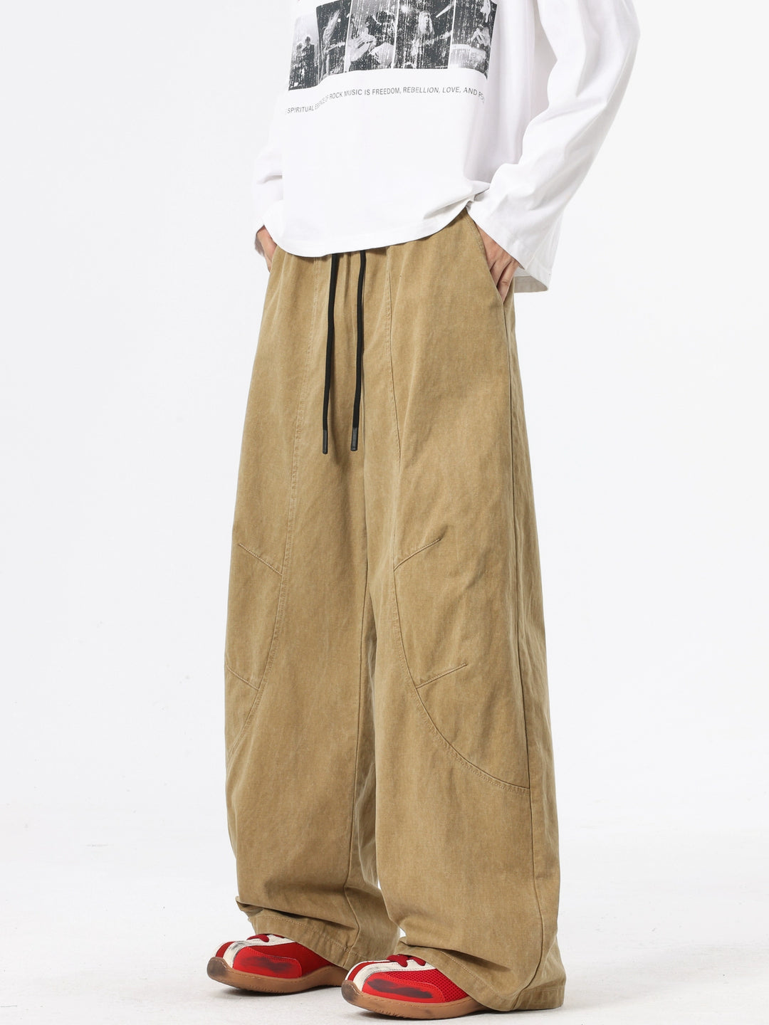 Retro Washed Wide Leg Work Pants