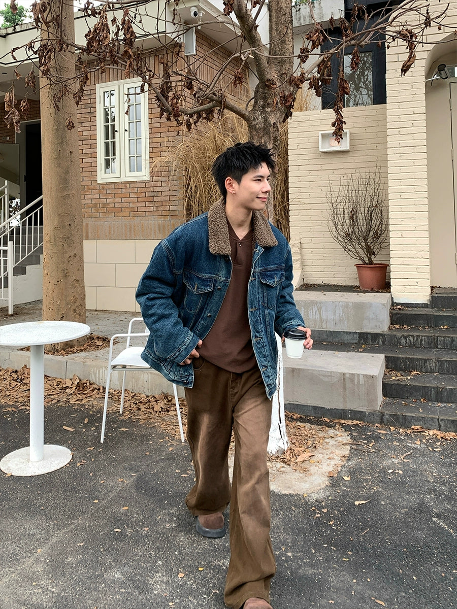 جاكيت جينز معزول ببطانة شيربا 