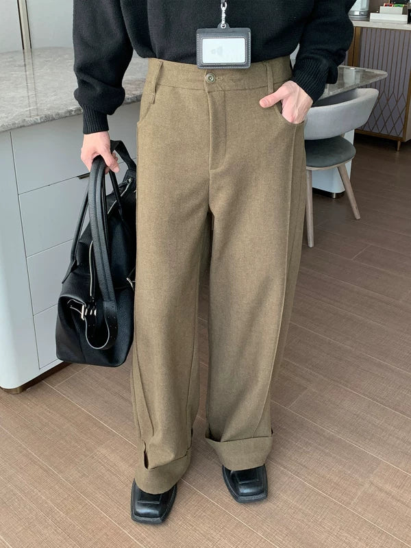 Winter Fleece-Lined Wide Leg Pants