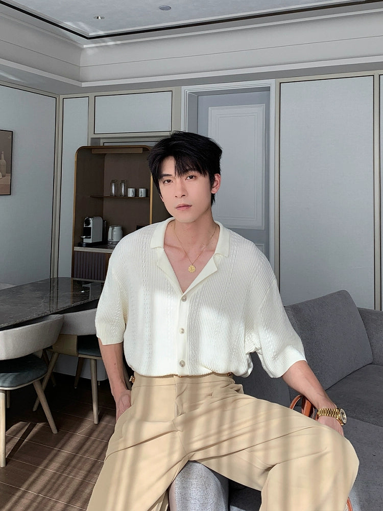 Breathable Cuban Collar Knit Shirt