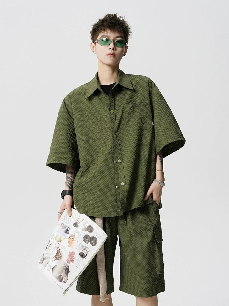 Seersucker Short Sleeve Shirt and Shorts Set
