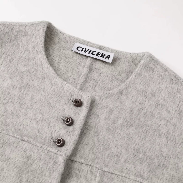 Rund hals ull kort frakk 