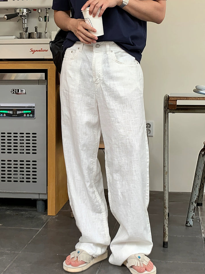 Wide-Leg Casual Linen Pants