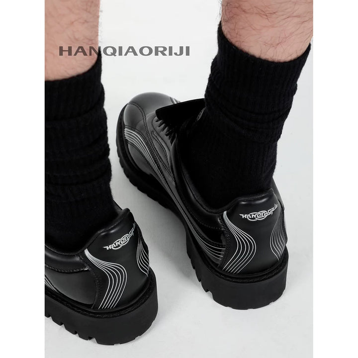 Genuine Leather Thick-Soled Casual Sneakers