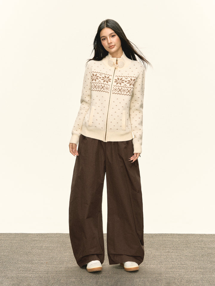 Ruffle Waist Wide Leg Pants