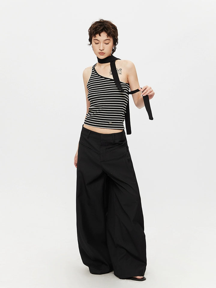 Striped Asymmetrical Scarf Tank
